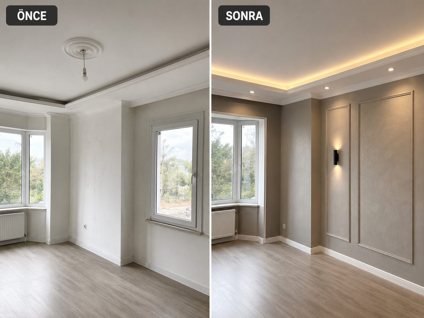 Çeşme iç cephe boya öncesi ve sonrası